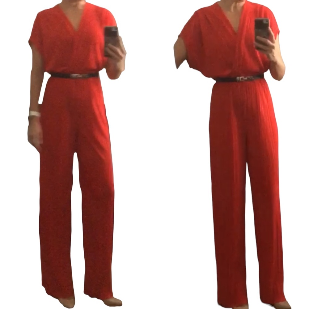 Anthropologie Red Jumpsuit